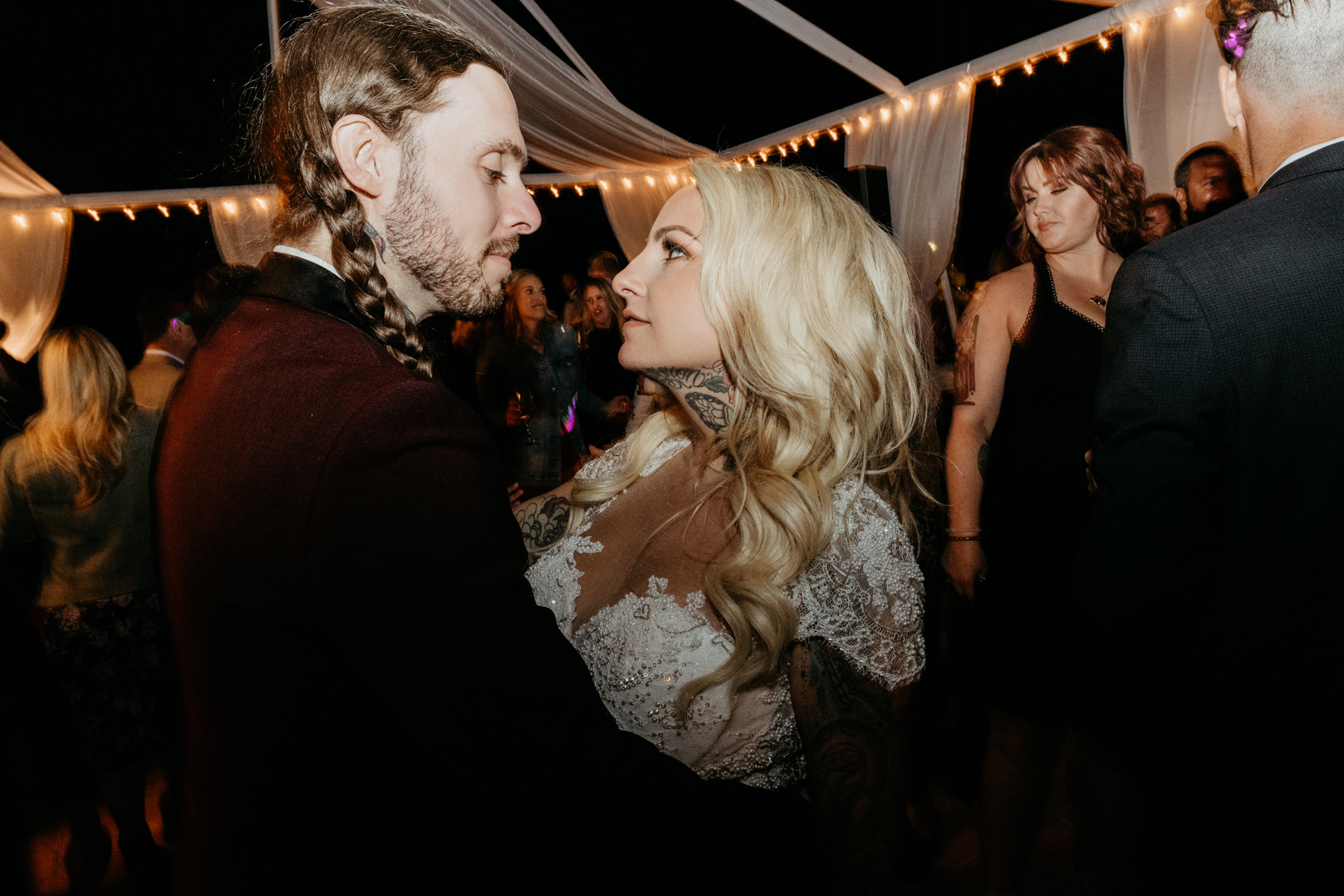 Rockabilly wedding in Sonoma CA with tattooed bride and tattooed groom